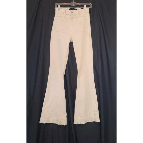 Veronica Beard Sheridan Exaggerated Flare Jeans Cream High Rise 26
